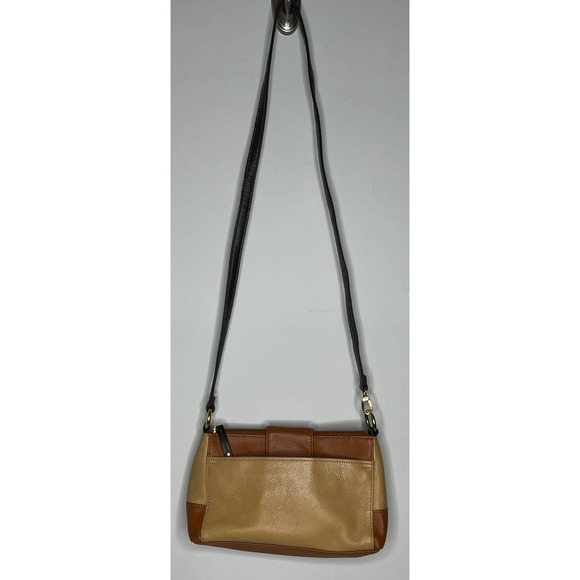 Tiagnello Brown and Tan Leather Crossbody Purse - Picture 2 of 8